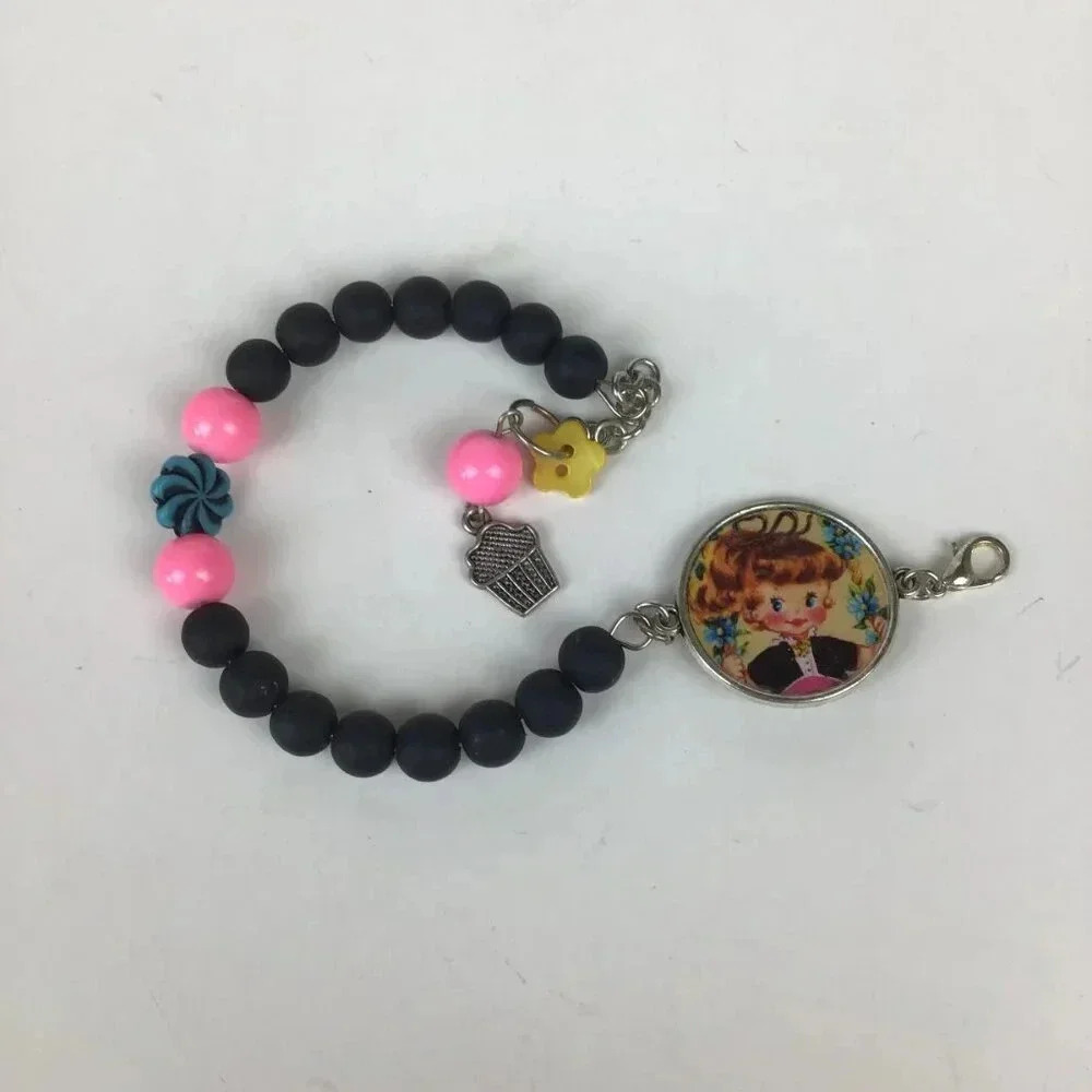 OOAK Charm Wrap Bracelets Kawaii Pop Art Lolita Retro Pastel Goth Kandy Festival - Picture 8 of 8